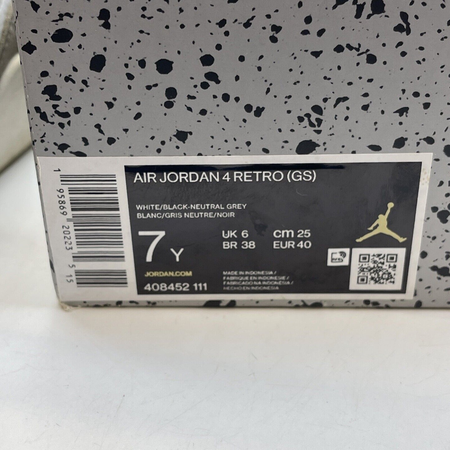 Size 7Y - Jordan 4 Retro Mid Military Black White Leather (408452-111)