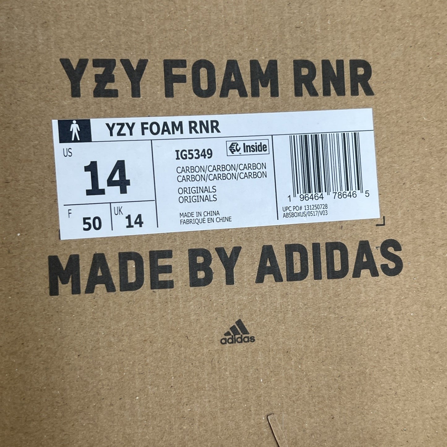 Size 14 - Adidas Yeezy Foam RNNR Runner Carbon Men Sneaker Slides (IG5349)