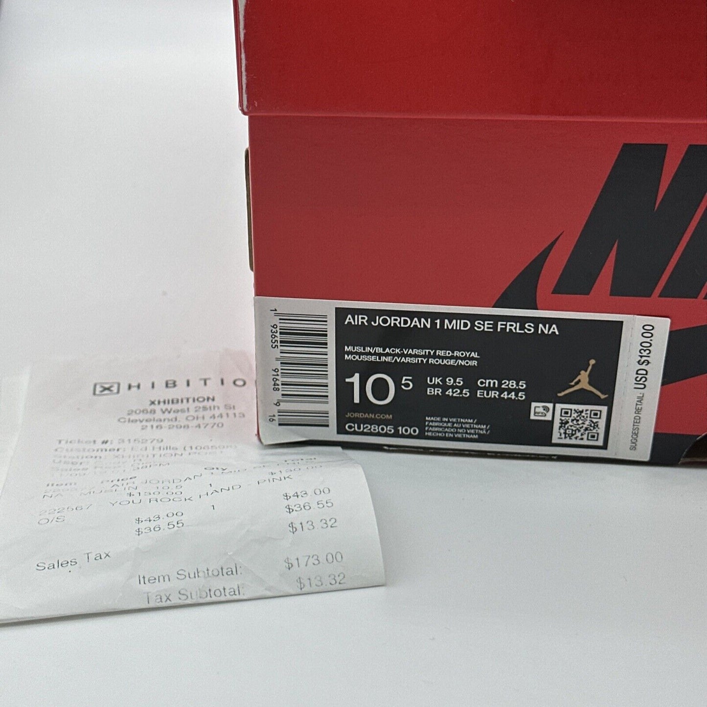 Size 10.5 - Jordan 1 Mid x Blue The Great Fearless 2019 Courduery OG All Multi