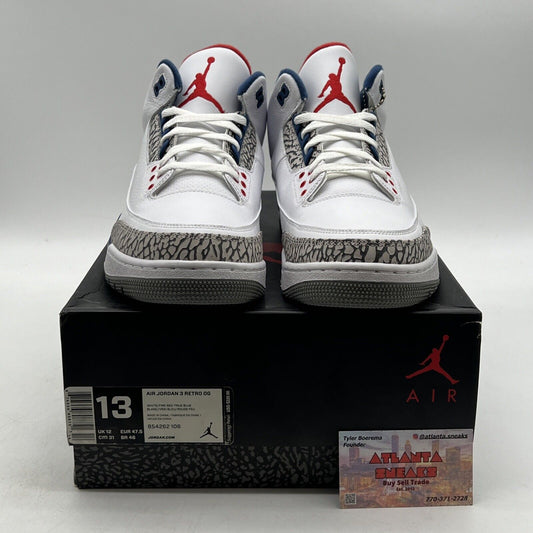 Size 13 - Jordan 3 Retro OG Mid True Blue Red White Leather (854262-106)