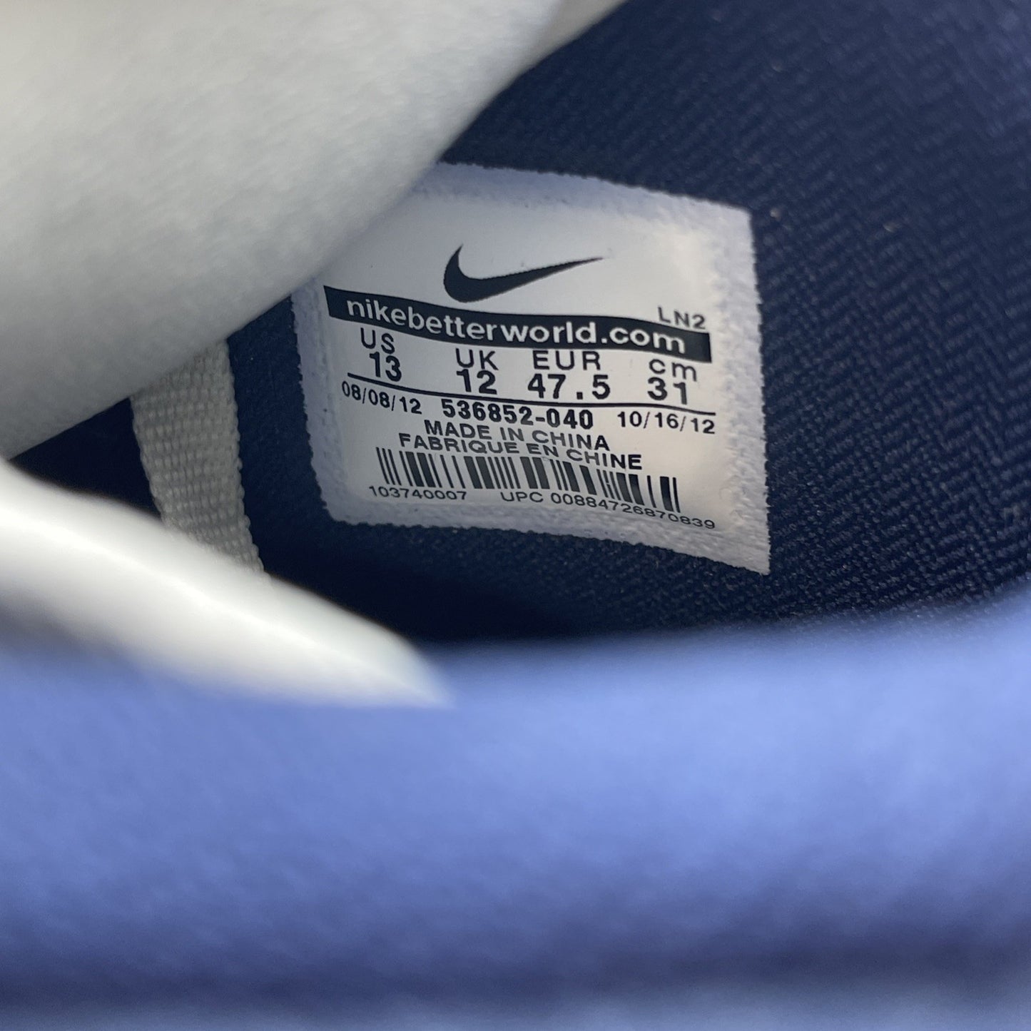 Size 13 - Nike Clean Sweep Premium vintage high top Gray Blue (536852-040)