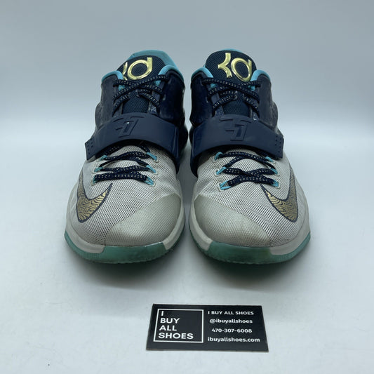 Size 13 - Nike KD 7 EYBL Blue Grey Gold Suede Leather - (745957-474)