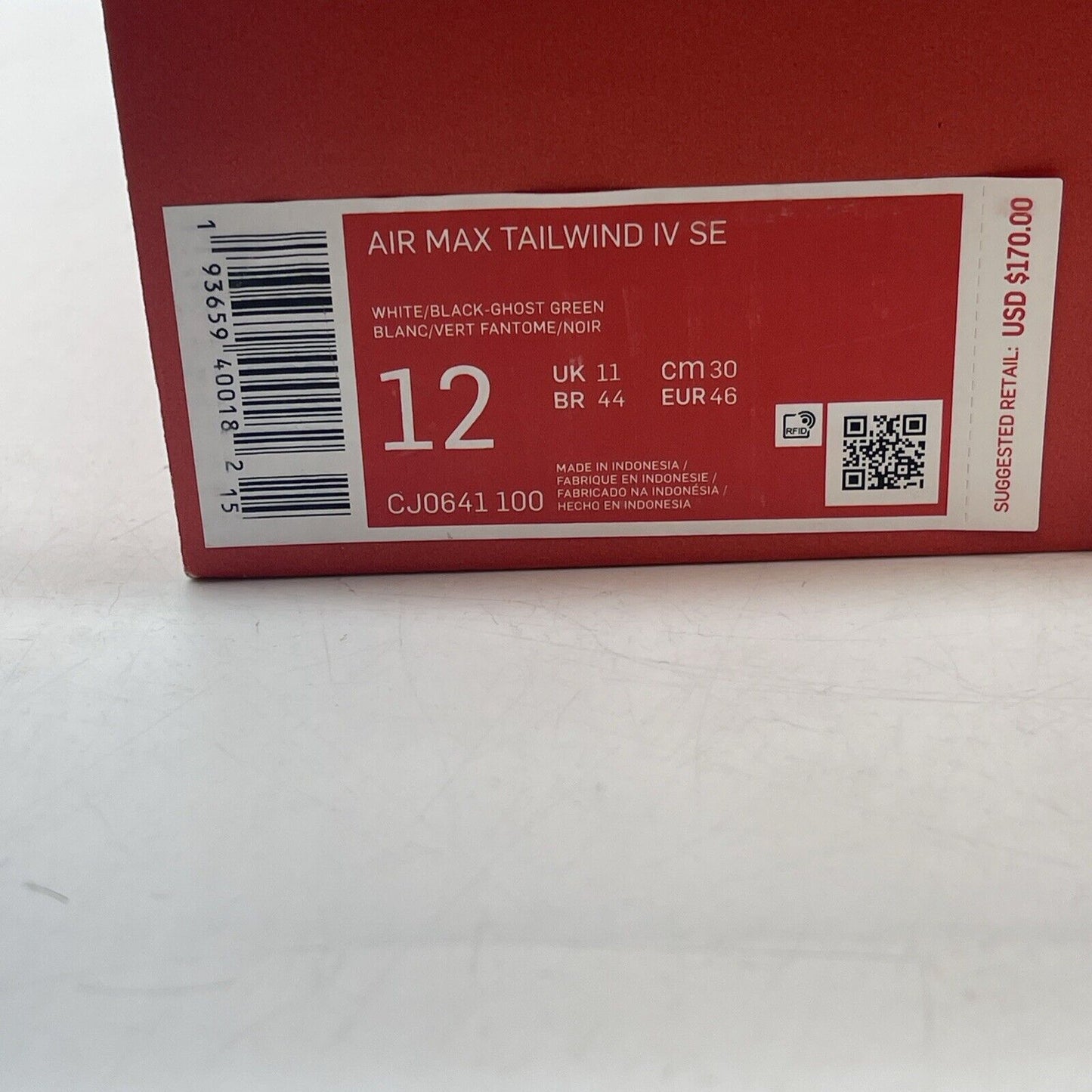 Size 12 - Nike Air Max Tailwind 4 Transparent Green White Blue (CJ0641-100)