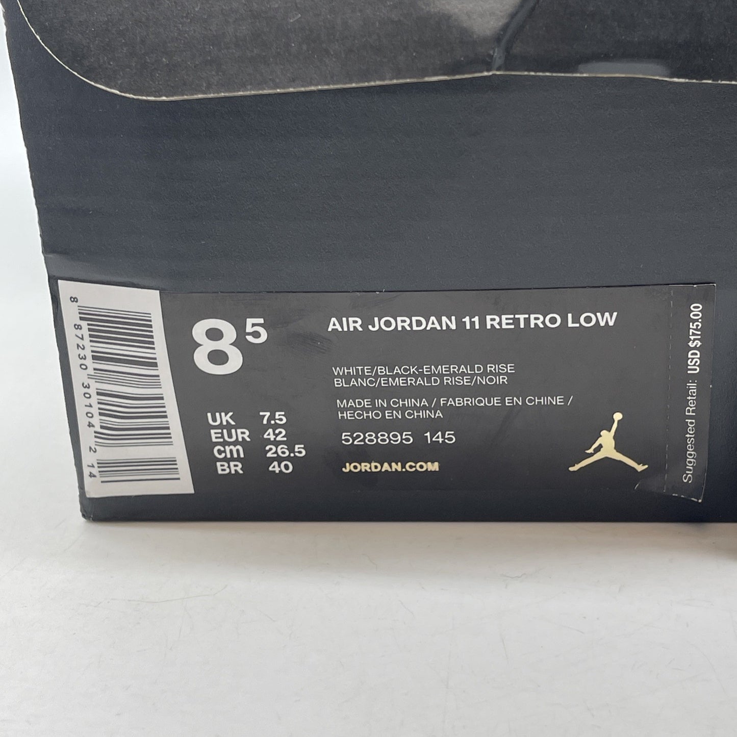 Size 8.5 - Air Jordan 11 Retro Low Emerald White Leather (528895-145)