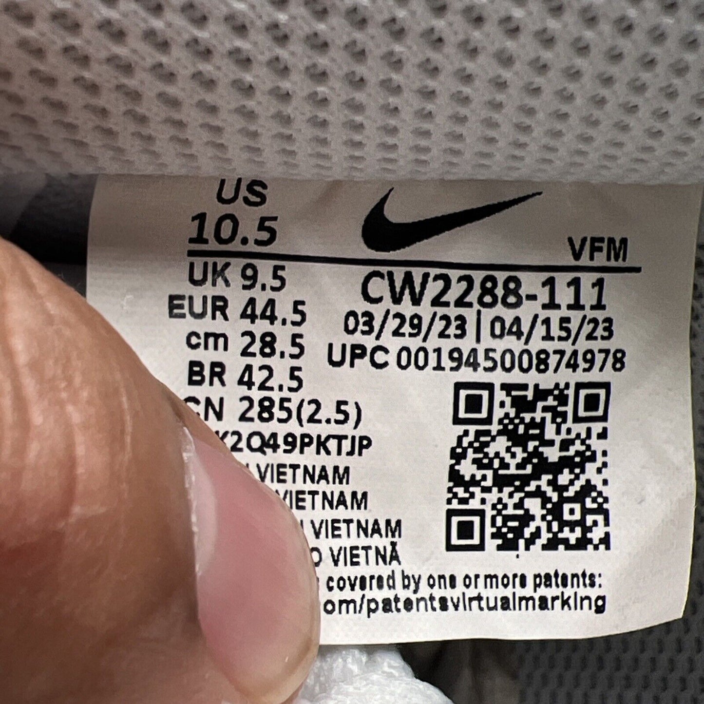Size 10.5 - Nike Air Force 1 '07 Low Triple White (CW2288-111)