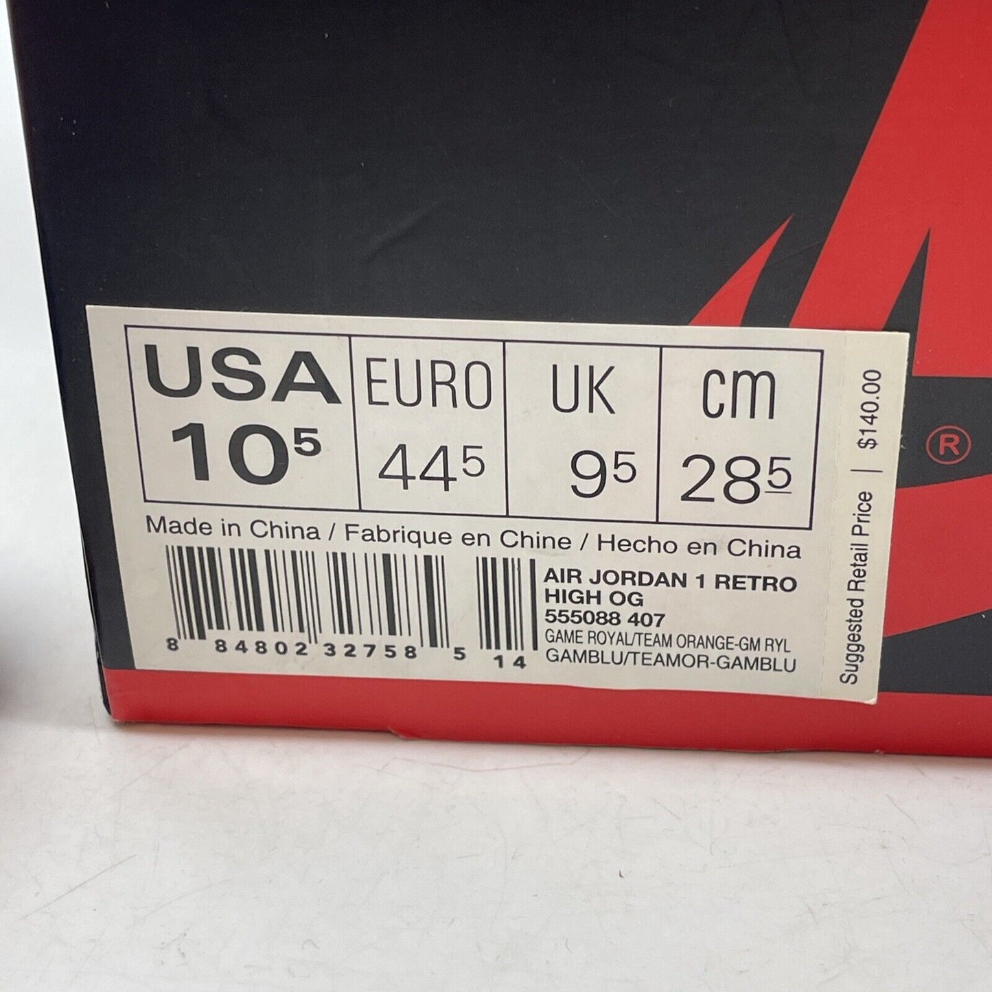 Size 10.5 - Air Jordan 1 Retro OG High Knicks Blue Orange Leather (555088-407)