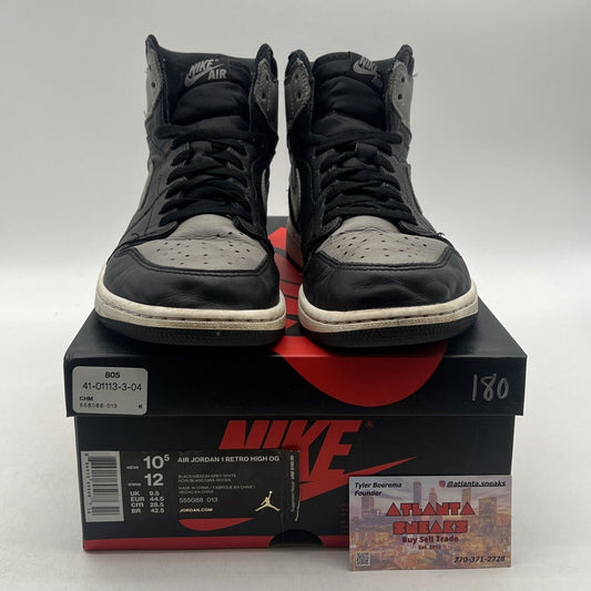 Size 10.5 - Jordan 1 Retro OG High Shadow Black Grey White Leather (555088-013)