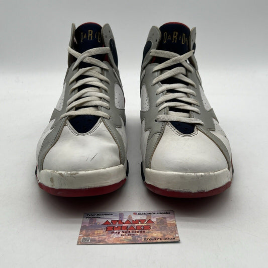 Size 10.5 - Air Jordan 7 Retro 2012 Olympic White Navy Red Leather (304775-135)