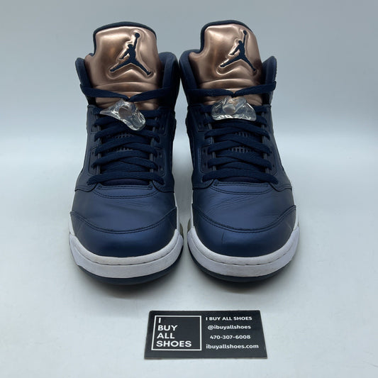 Size 9.5 - Air Jordan 5 Retro Bronze Blue Pink Leather (136027-416)