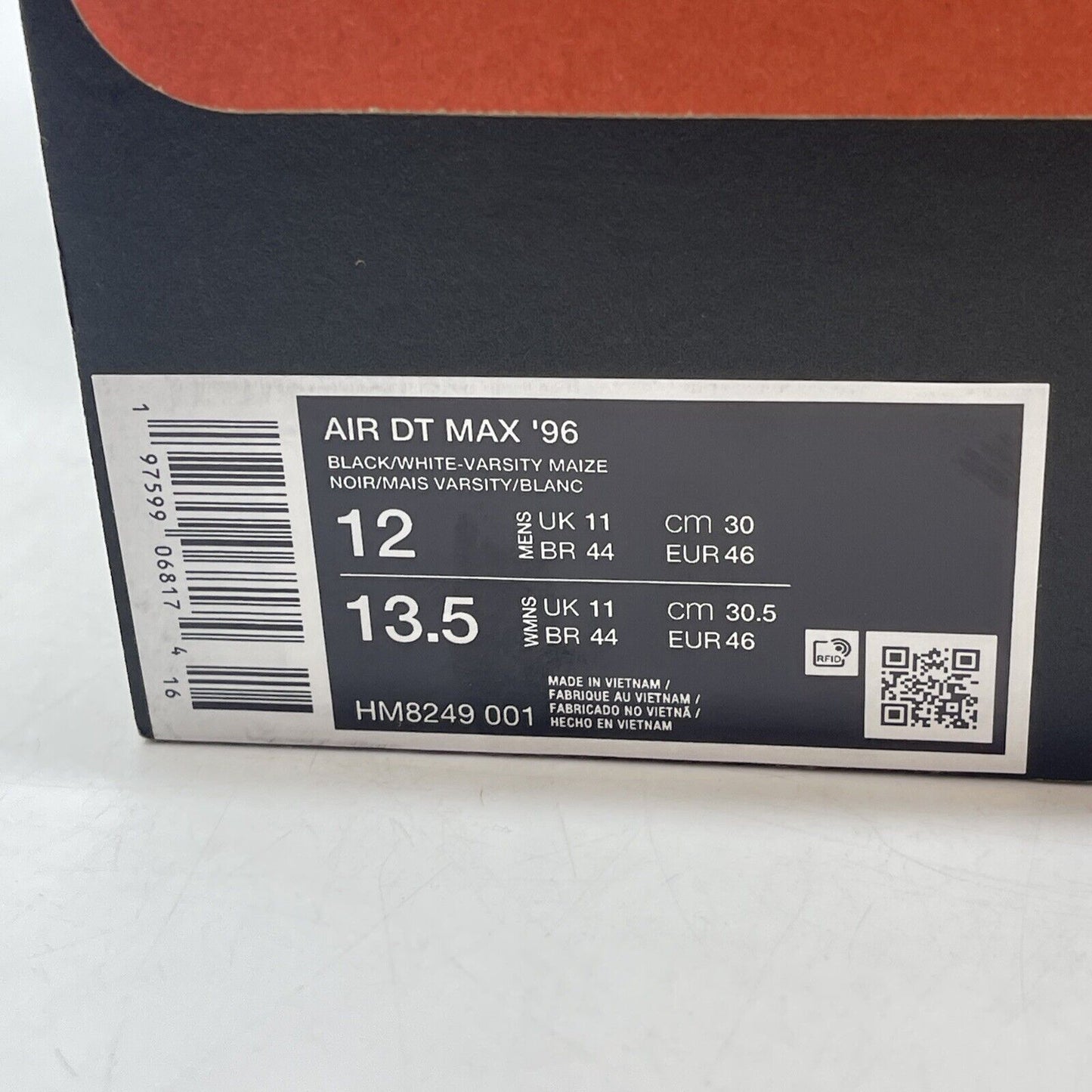 Size 12 - Air Dt Max ‘96 Black White 2024 Yellow Suede Leather (HM8249-001)