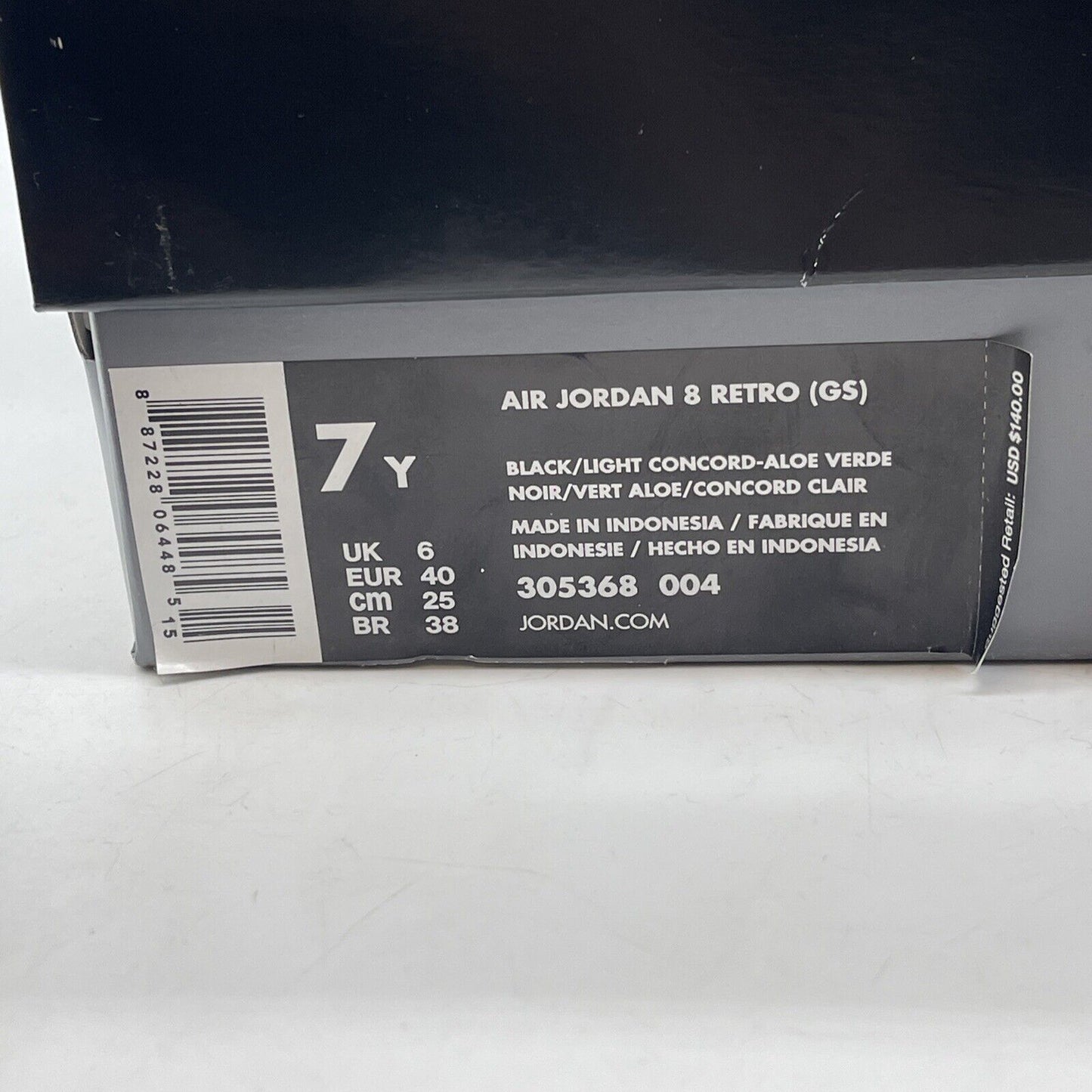 Size 7Y (GS) - Jordan 8 Retro High Tinker Air Raid Black Suede (305368-004)