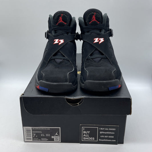 Size 7 - Jordan 8 Retro Mid Playoff Black Red Suede Leather (305368-062)