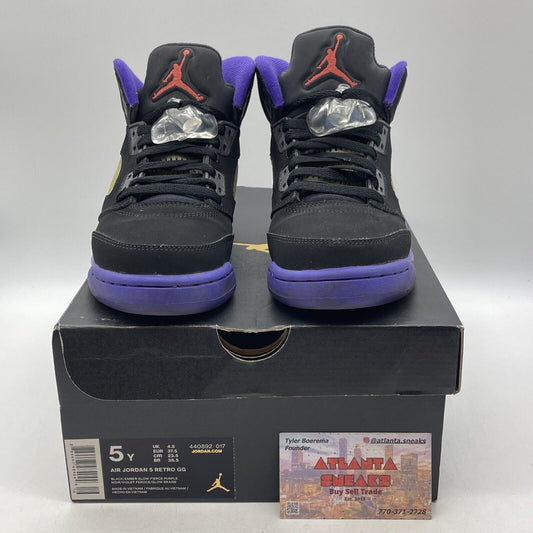 Size 5Y - Air Jordan 5 Retro GG 'Raptors' Black Suede Purple Red (440892-017)