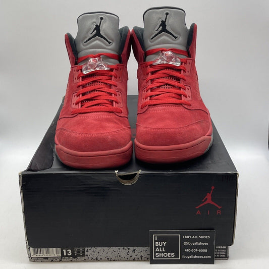Size 13 - Air Jordan 5 Retro Red Suede Black (136027-602)