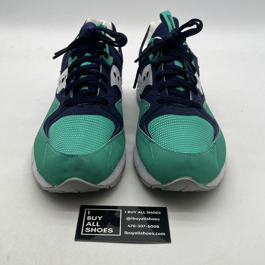 Size 13 - Saucony Grid 9000 Mens Mint Green Navy Blue Sneaker (S70077-42)