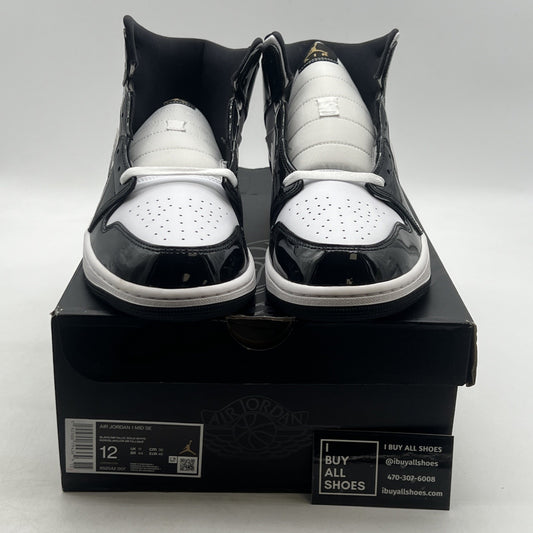 Size 12 - Air Jordan 1 Mid SE Patent Black Gold (852542-007)