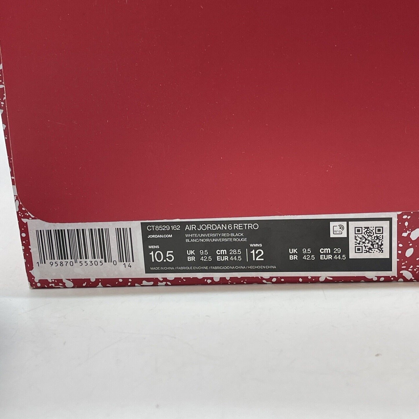 Size 10.5 - Jordan 6 White and University Red 2022 Leather (CT8529-162)