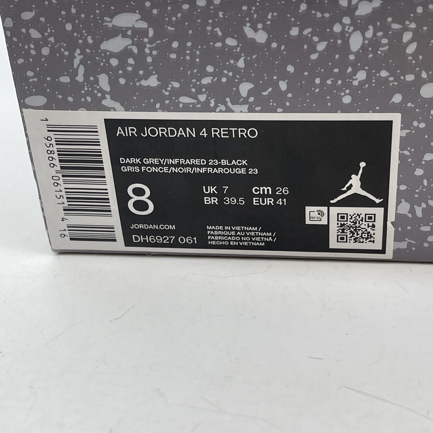 Size 8 - Jordan 4 Infrared 2022 Grey Black Suede (DH6927-061)