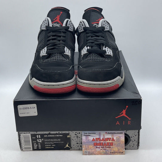Size 11 - Air Jordan 4 Retro Bred Reimagined Black Grey Red Suede (308497-060)