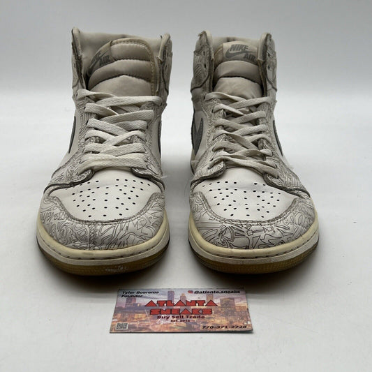 Size 10.5 - Air Jordan 1 Retro OG High Laser White Grey Leather (705289-100)