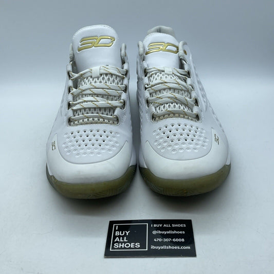 Size 13 - Under Armour Curry 1 Low Championship White Gold Leather (1269048-100)