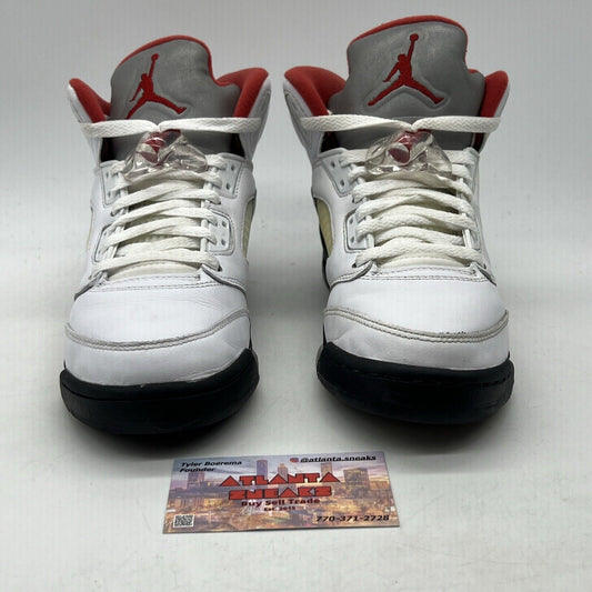Air Jordan 5 Retro Fire Red Silver Tongue 2020 (GS) Black Leather (440888-102)