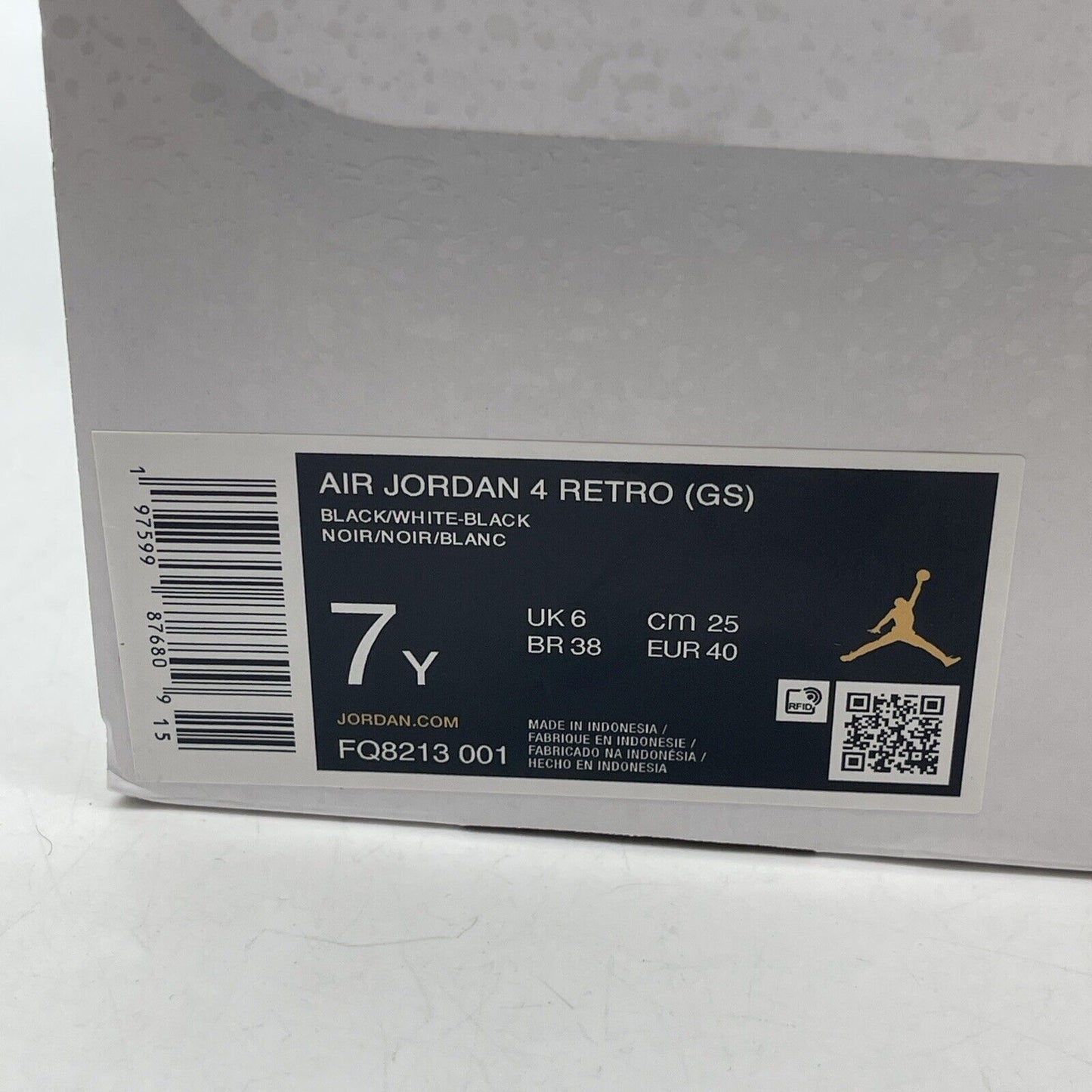 Size 7Y - Air Jordan 4 Retro White Thunder White Black Suede (FQ8213-001)