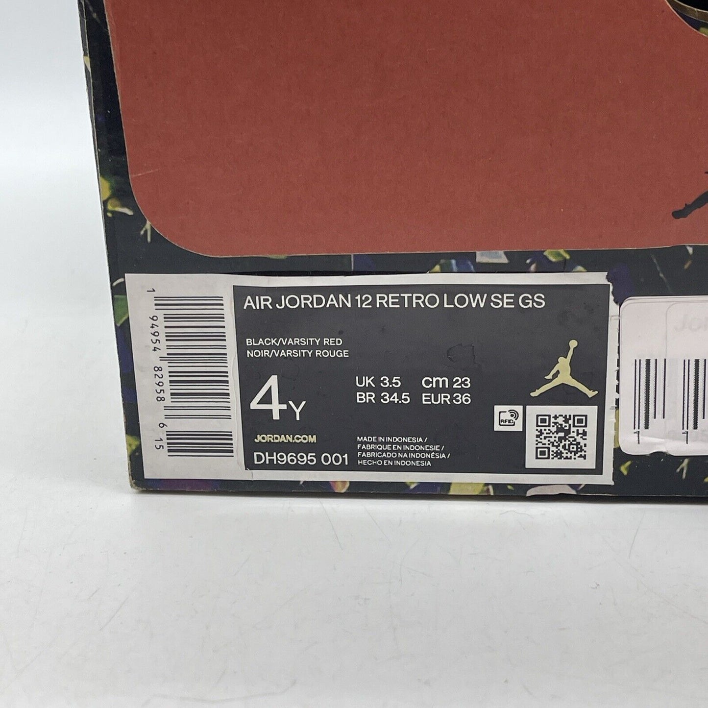 Size 4Y (GS) - Jordan 12 SE Low Super Bowl Black Suede Red Leather (DH9695-001)