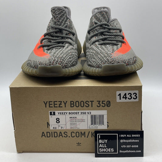 Size 8 - adidas Yeezy Boost 350 V2 Beluga Grey Green Orange Suede (BB1826)