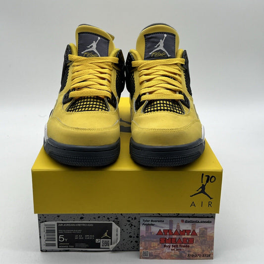 Size 5 - Jordan 4 Retro GS Tour Yellow 2021 - Suede Grey (408452-700)