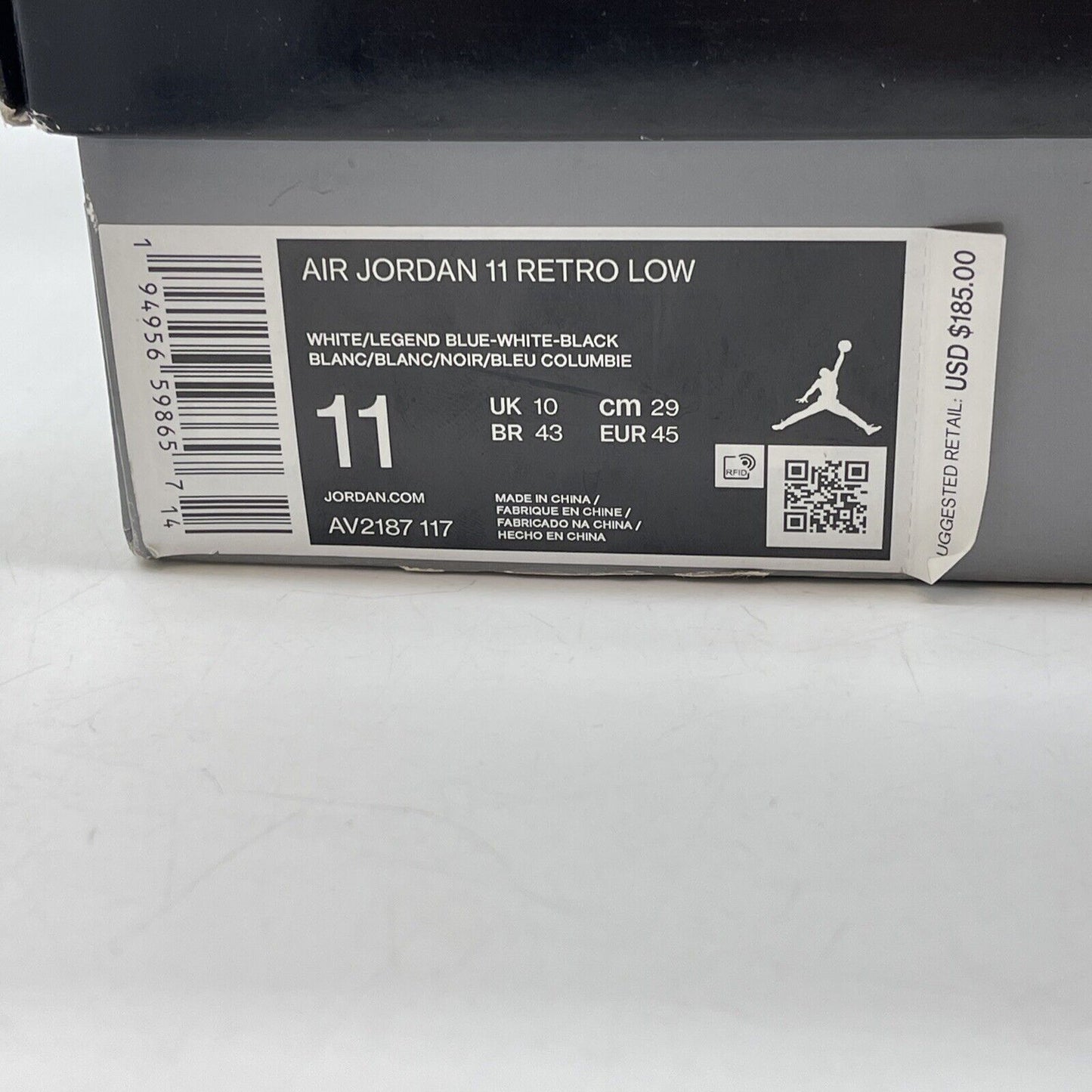 Size 11 - Jordan 11 Retro Low Legend Blue White Leather Suede (AV2187-117)