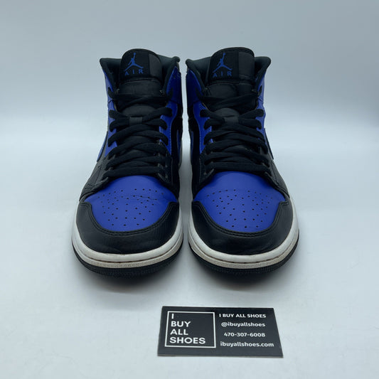 Size 9 - Jordan 1 Mid Hyper Royal Blue Black Leather (554724-077)
