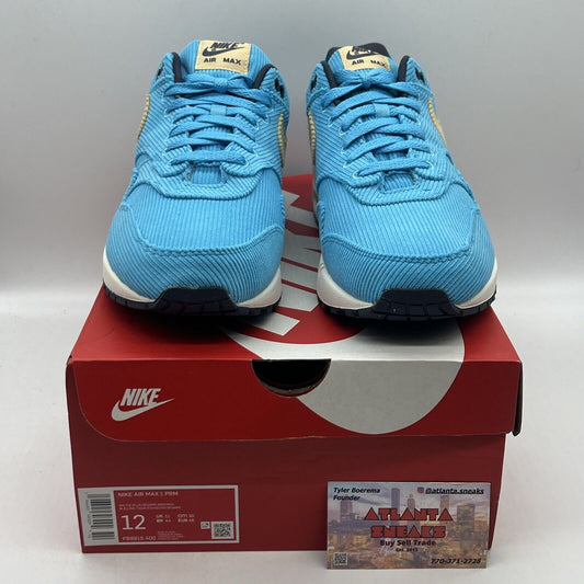 Size 12 - Nike Air Max 1 Premium Baltic Blue Corduroy Brand New Og All