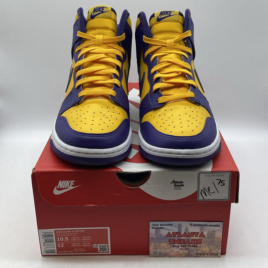 Size 10.5 - Nike Dunk High Lakers Purple Yellow White Leather (DD1399-500)