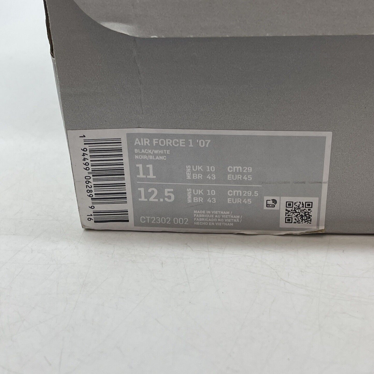 Size 11 - Nike Air Force 1 Black White Leather (CT2302-002)