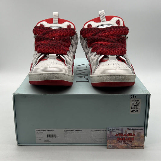 Size 10 - Lanvin Wmns Curb Sneakers White Red (FM-SKRK11-DRAP-P23)