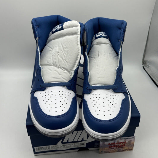 Size 12 - Jordan 1 Retro OG High True Blue Grey Deep Navy Suede Leather White DS