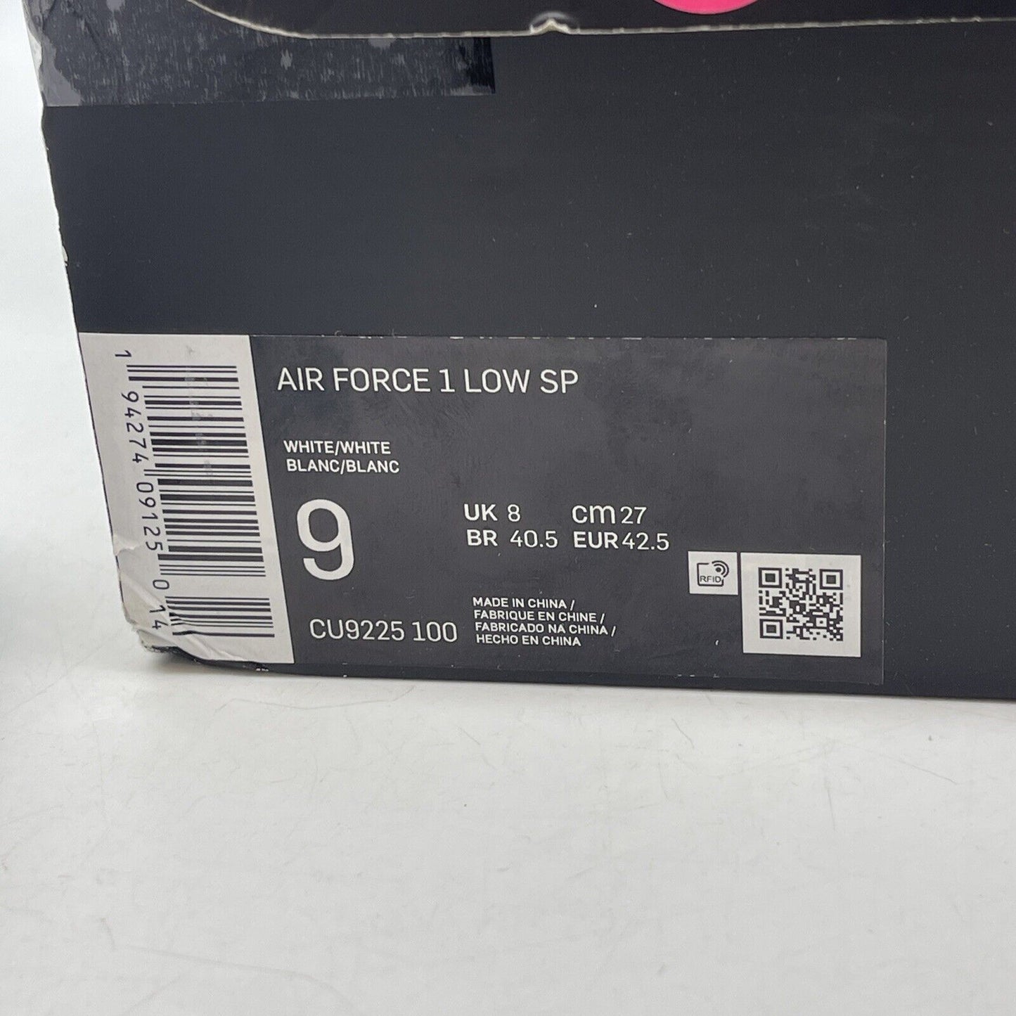 Size 9 - Nike Air Force 1 x Supreme Low Box Logo - White Red Leather (CU9225-100