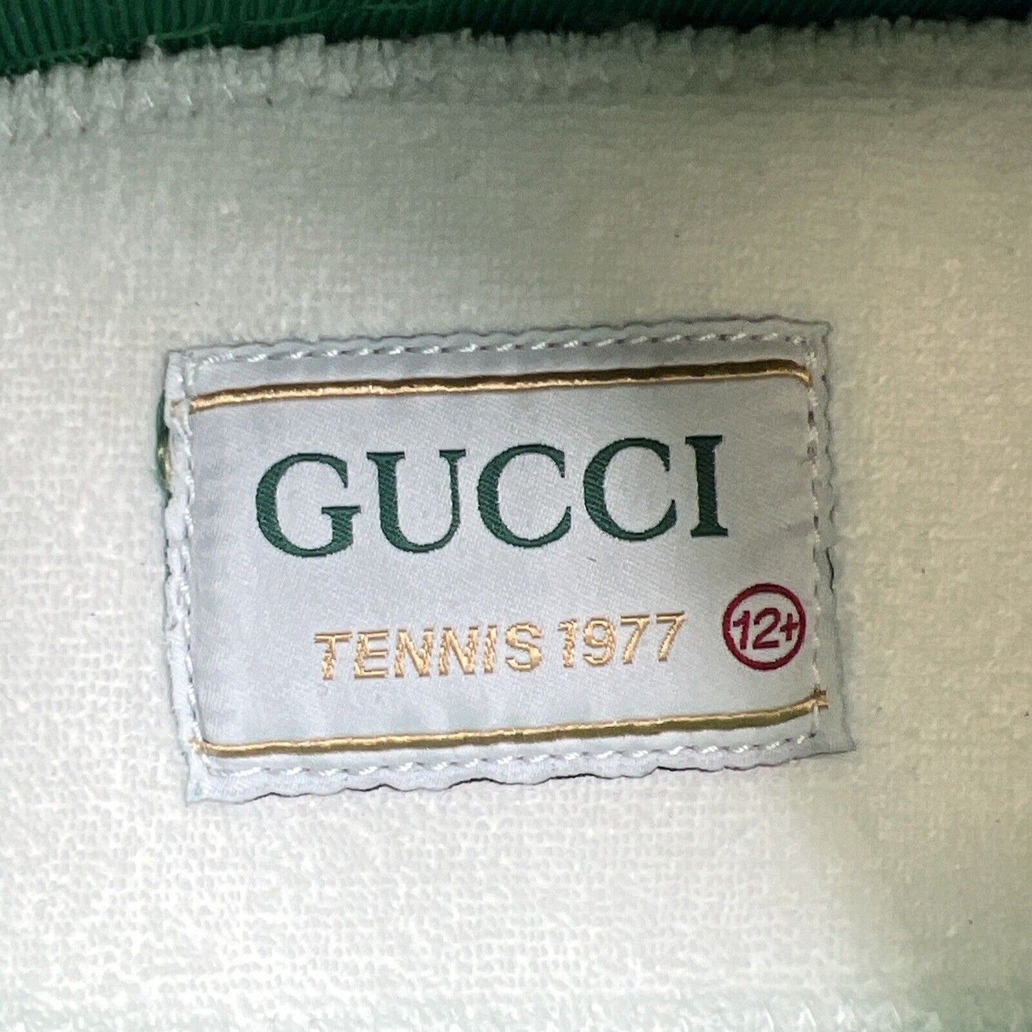 NEW AUTHENTIC GUCCI TENNIS 1977 "DENIM GG PRINT" GUCCI 12.5 (US 13)