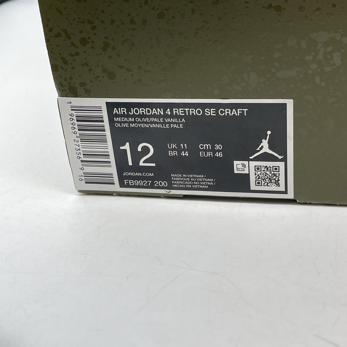 Size 12 - Jordan 4 SE Retro Low Craft Olive Green Black Suede (FB9927-200)