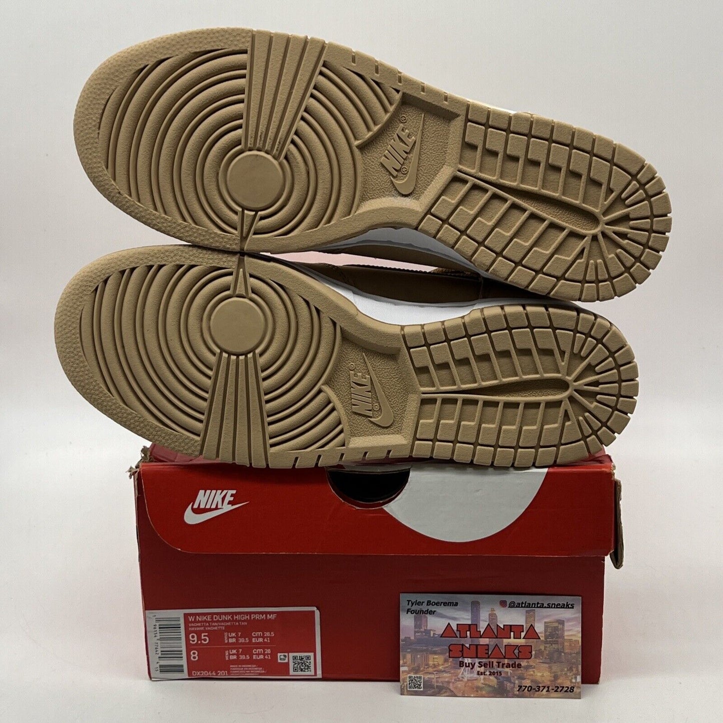Size 9.5 - Nike Dunk Premium High Vachetta Tan W Suede White (DX2044-201)