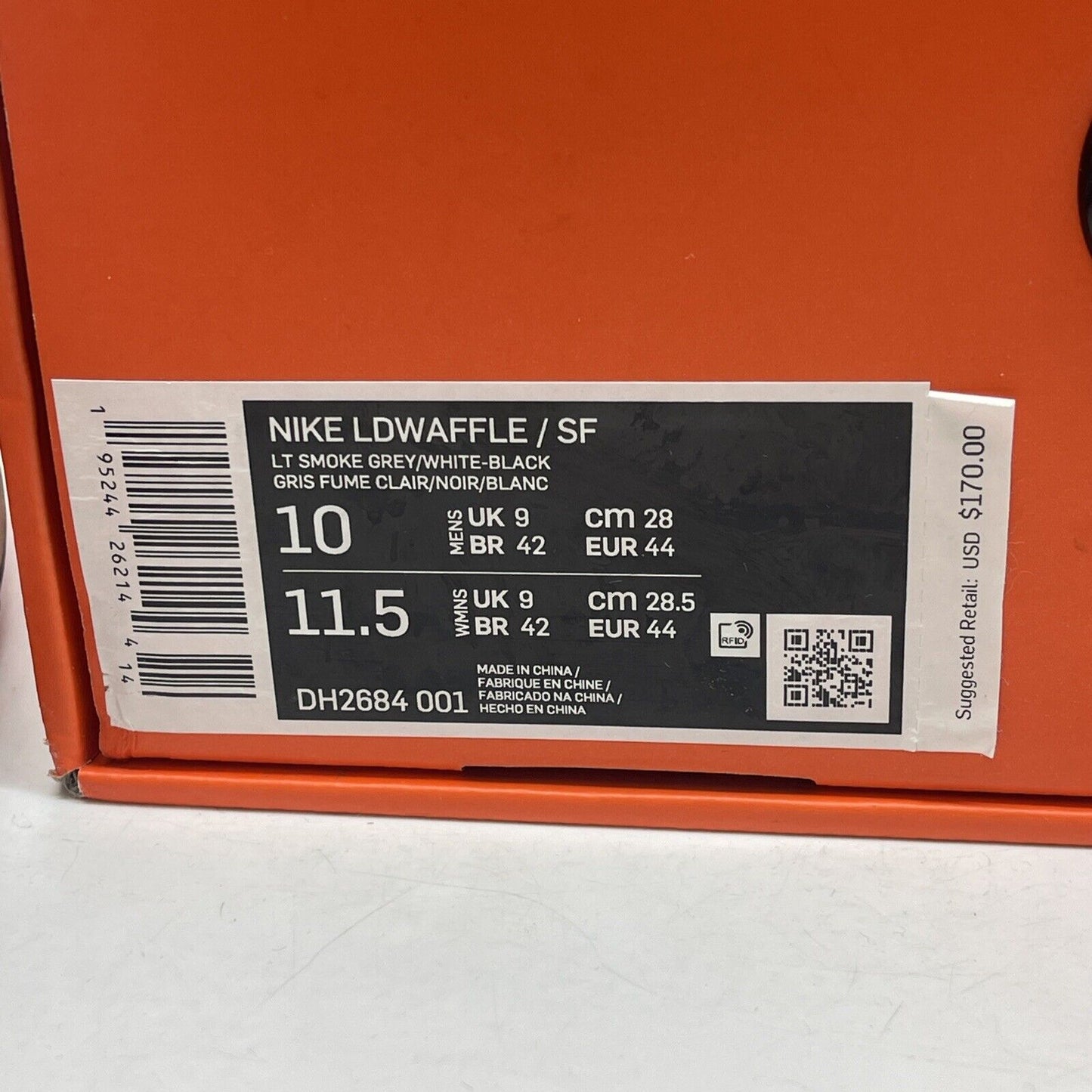 Size 10 - Nike LDV Waffle x Fragment Design x Sacai Gray Suede (DH2684-001)