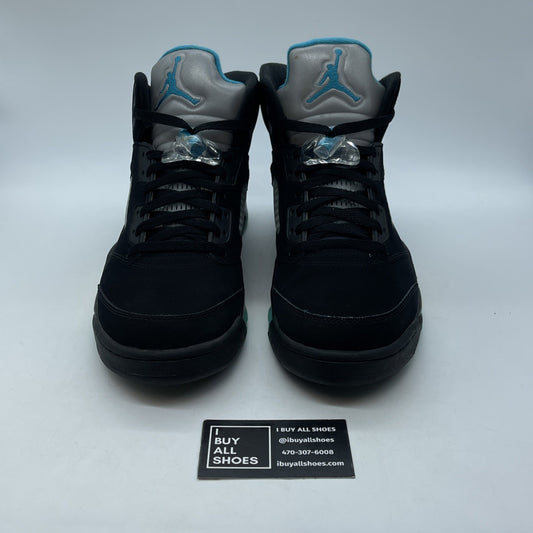 Size 11.5 - Jordan 5 Retro Mid Aqua Black Blue Yellow Suede (DD0587-047)