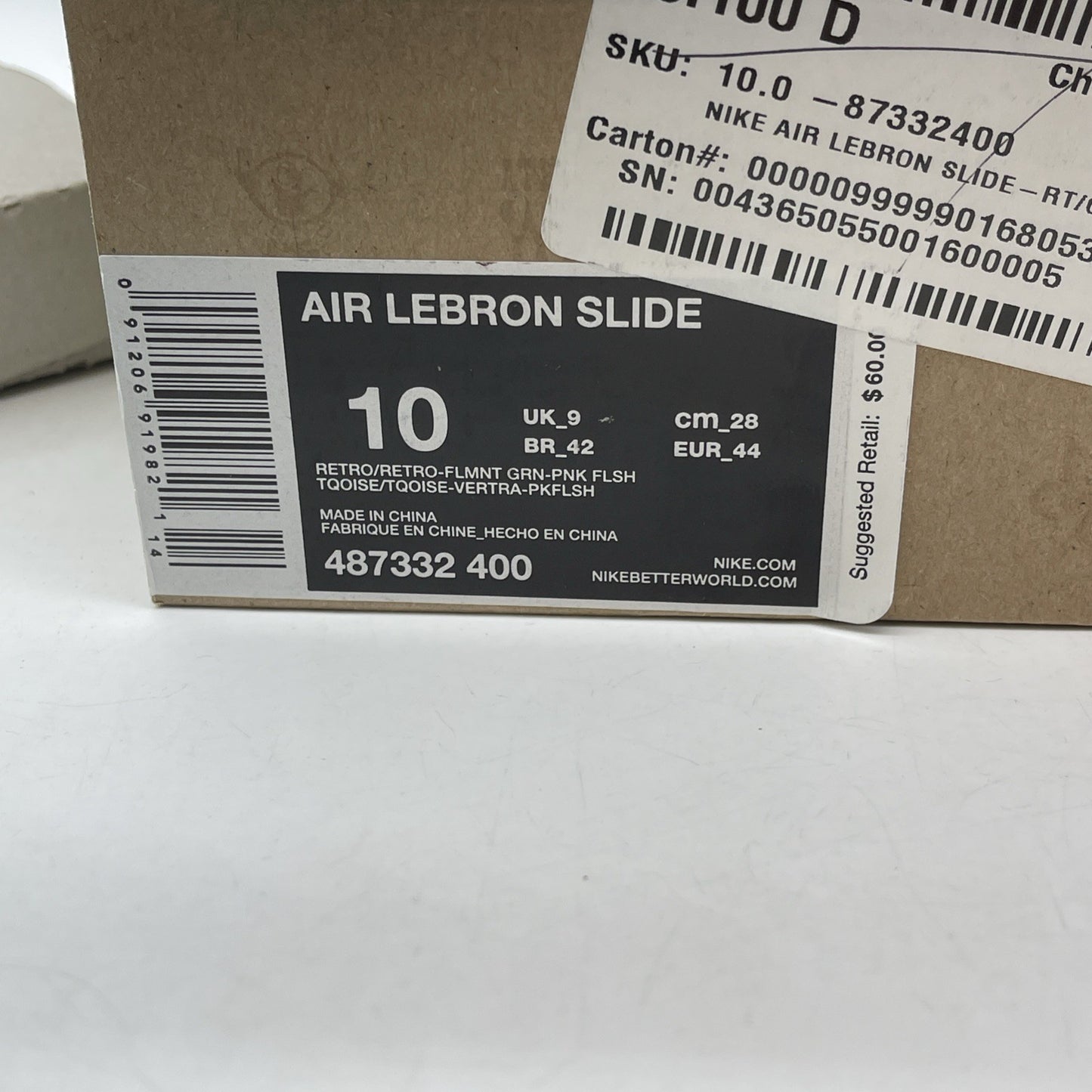 Size 10 - Nike Air LeBron Slide 'South Beach' Suede Leather (487332-400)