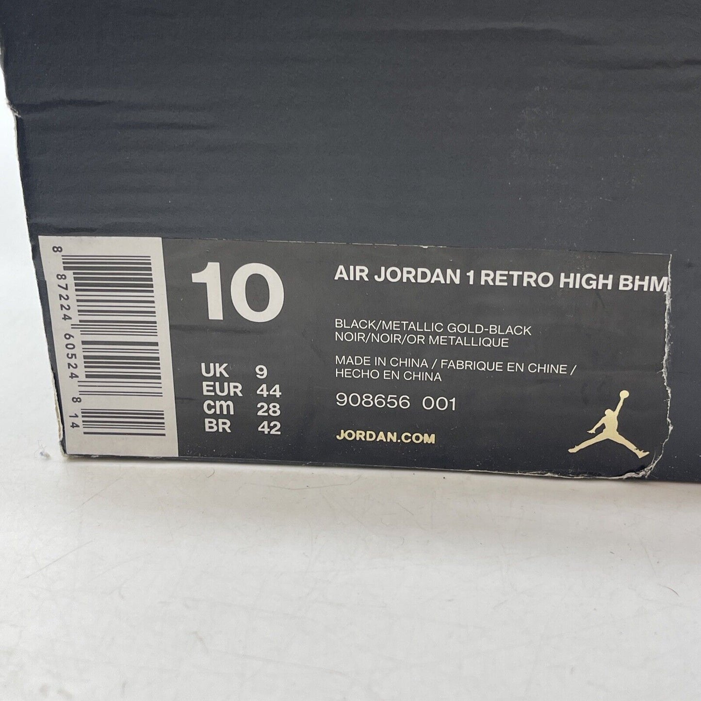 Size 10 - Air Jordan 1 Retro 2017 High BHM Lack Gold Leather (908656-001)