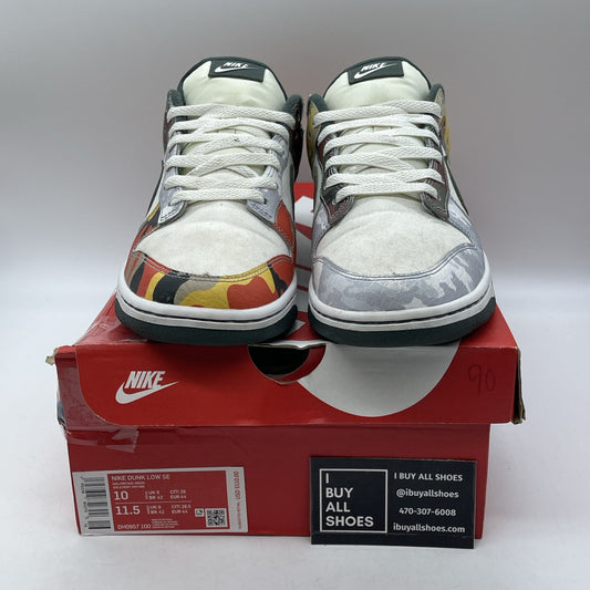 Size 10 - Nike Dunk SE Low Sail Multi-Camo Green Suede Leather (DH0957-100)