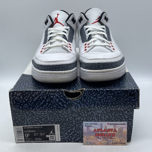 Size 9.5 - Jordan 3 Retro Denim Fire Red Blue Suede White Leather (CZ6431-100)