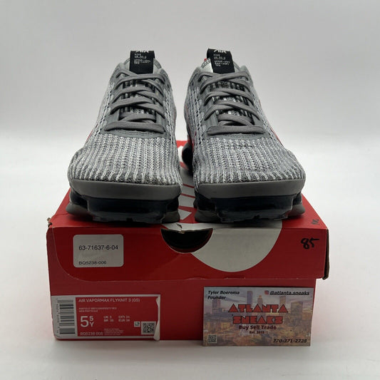 Size 5.5Y - Nike Air VaporMax Flyknit 3 Low Particle Grey University Red