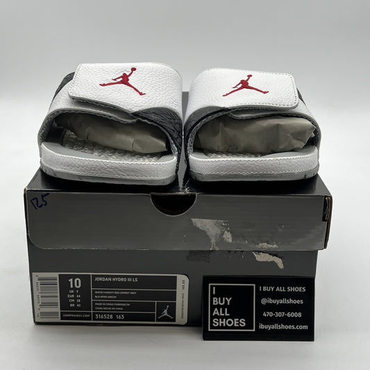 Size 10 - Air Jordan Hydro 3 Retro Slides White University Red (316528-163)