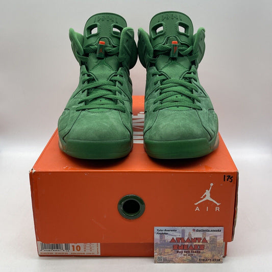 Size 10 - Air Jordan 6 Retro NRG Green Suede Gatorade Orange Suede (AJ5986-335)
